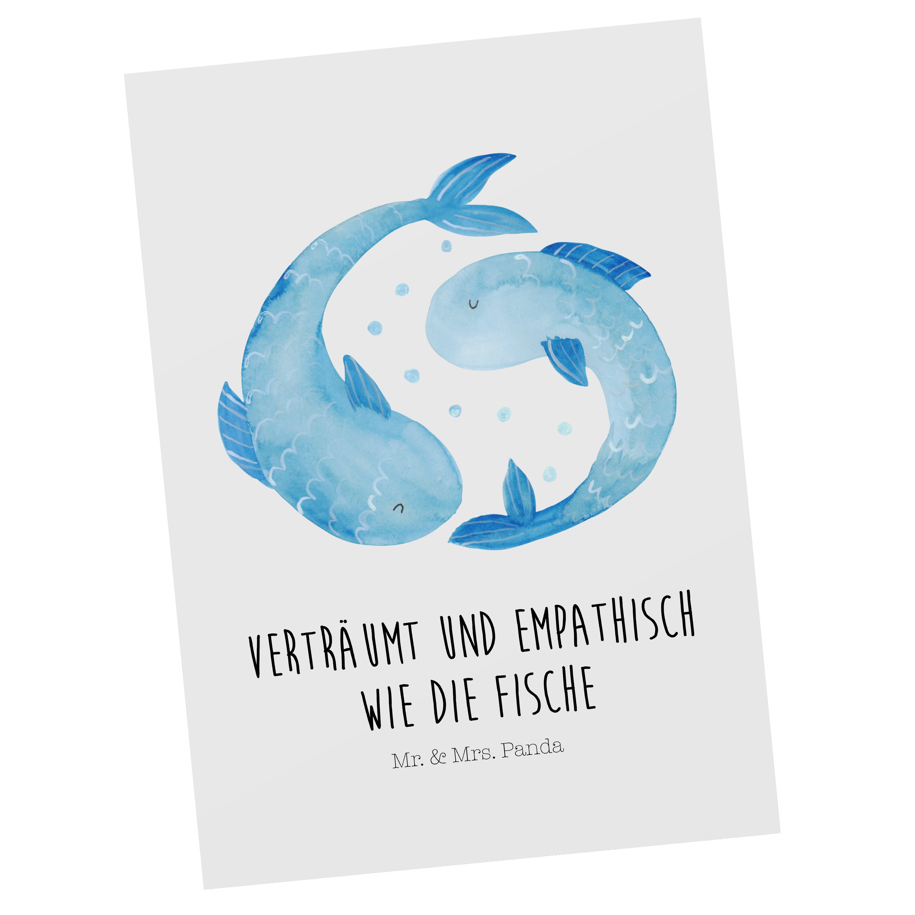 Mr. & Mrs. Panda Weiß Dankeskart Fische - Sternzeichen Postkarte - Februar, Geschenk, Geburtstag