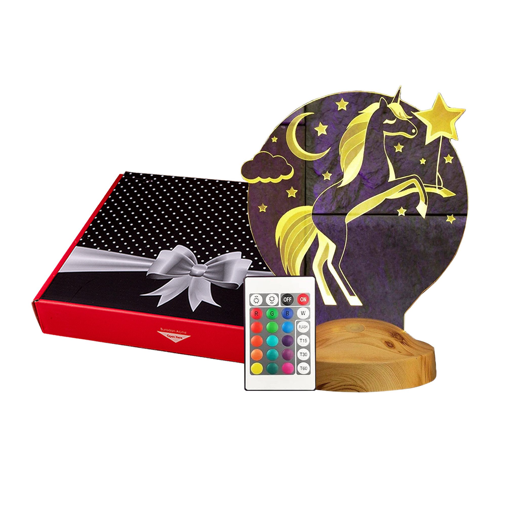 Geschenkelampe LED Nachttischlampe Einhorn 3D Nachtlicht Kinderzimmer Deko günstig online kaufen