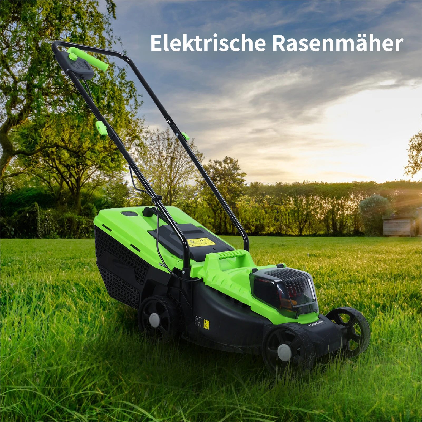 Rutaqian Electric Lawn Mower 1600 W Electric Lawn Mower Lawn Mower, Walk-Behind Lawn Mower, 32 cm Cutting Width, Self-Propelled Lawn Mower with Improved Brushless Motor