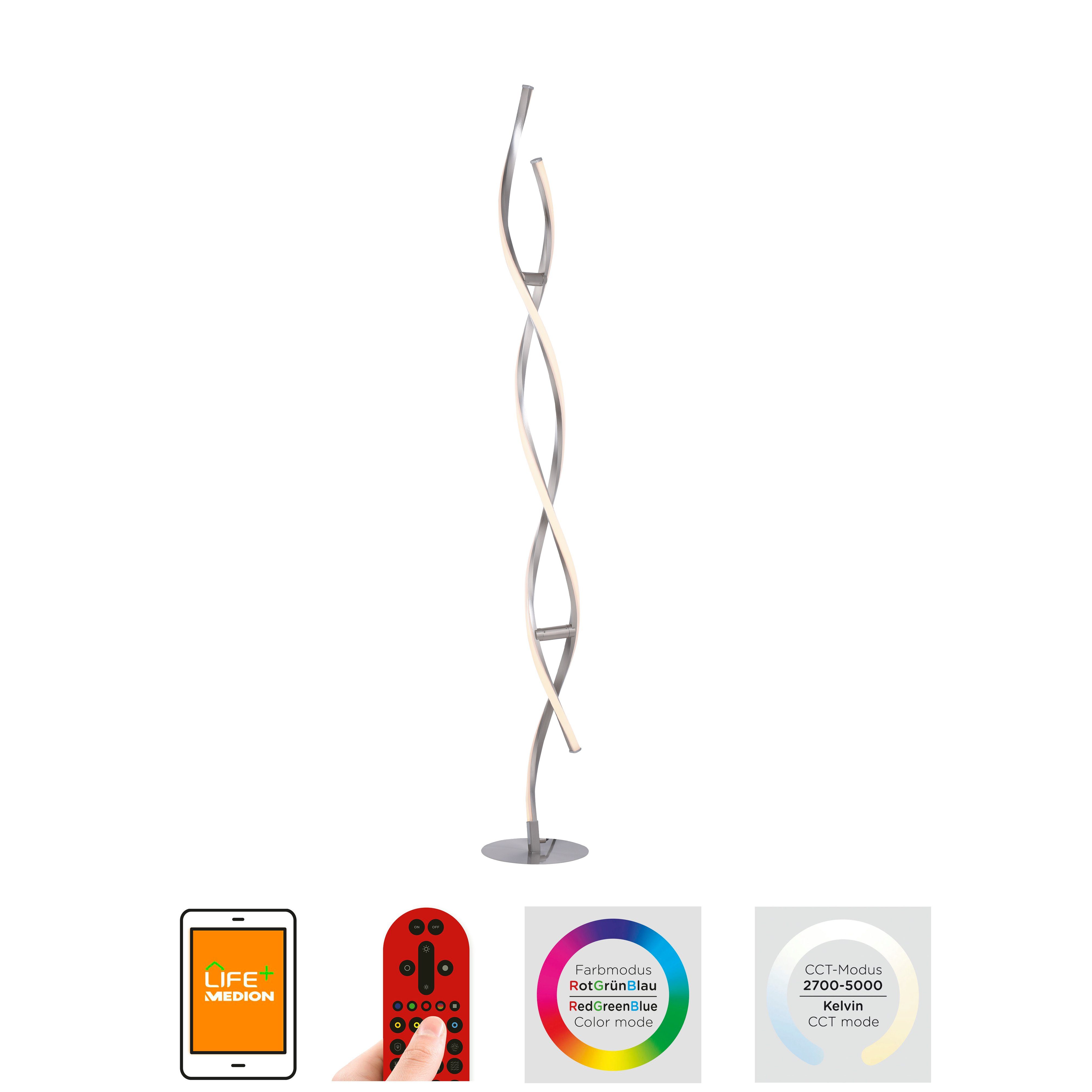 Leuchten Direkt Stehlampe fest Trennung vom Memory, white, Fernbedienung, Infrarot warmweiß Ls-SWING, - Netz, Fernbedienung, nach kaltweiß, fähig LED Infrarot RGB+tunable über inkl., inkl., integriert, dimmbar Fernbedienung, Smarthome