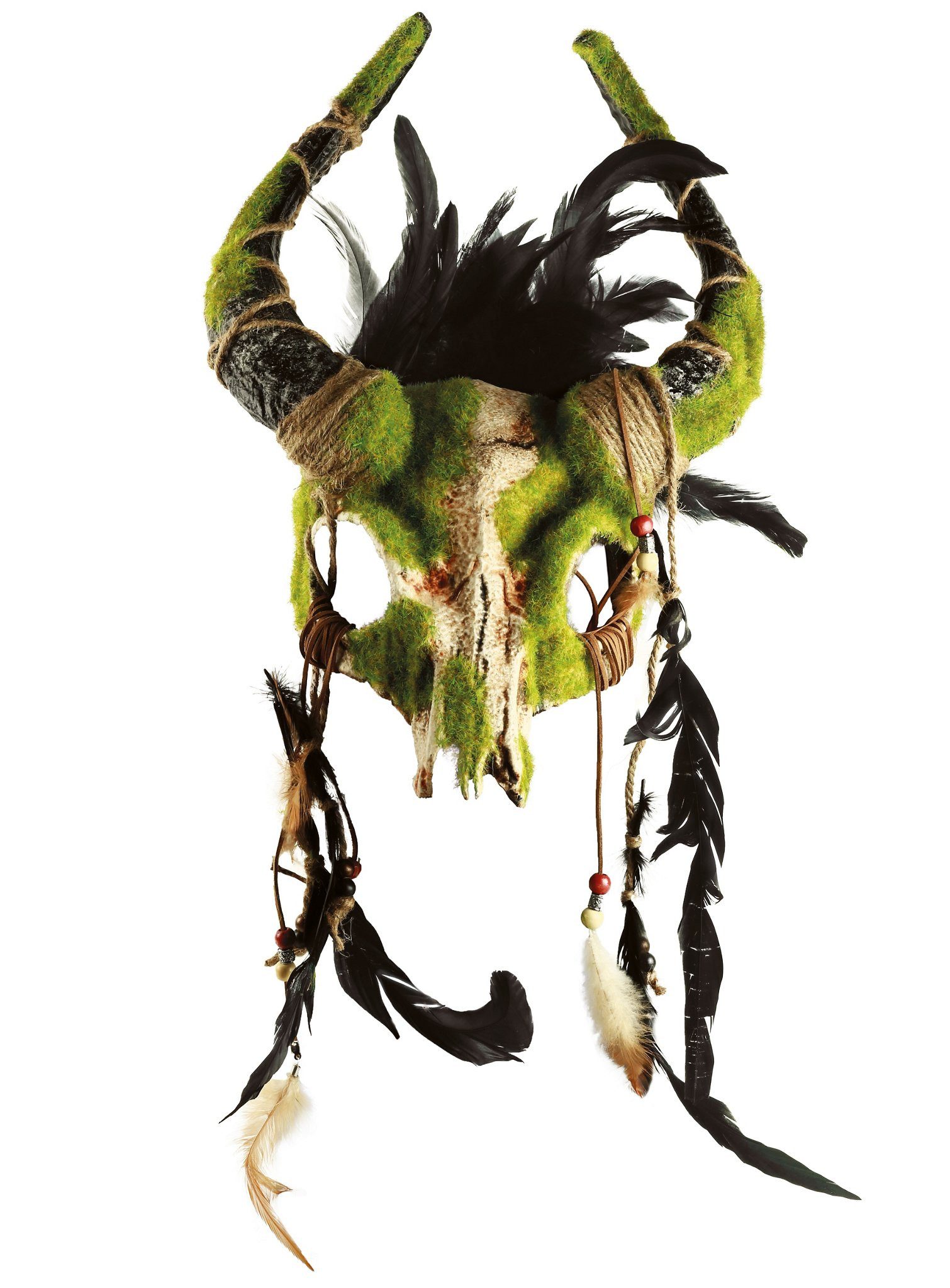 Metamorph Verkleidungsmaske Schamanenkopf Maske - Halloween Fasching Kostüm, Ohne Moos nix los: verwitterter Schamanenschädel mit Gilb und Flecht