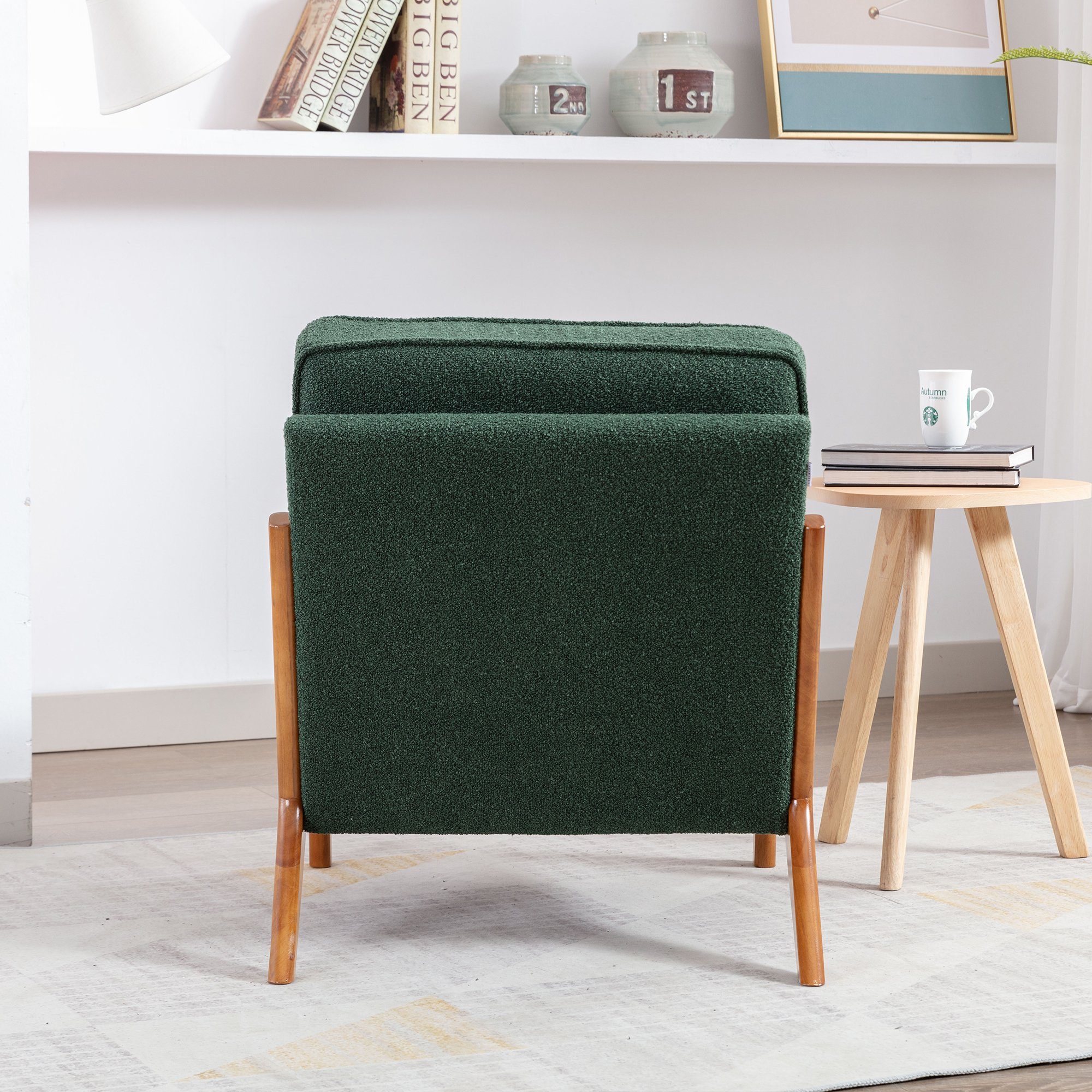 PU aus Gummiholz), Kunstleder Sessel Sessel besteht stoff grün WISHDOR Freizeitstuhl (Stuhlbein Loungesessel Polsterstuhl Relaxsessel