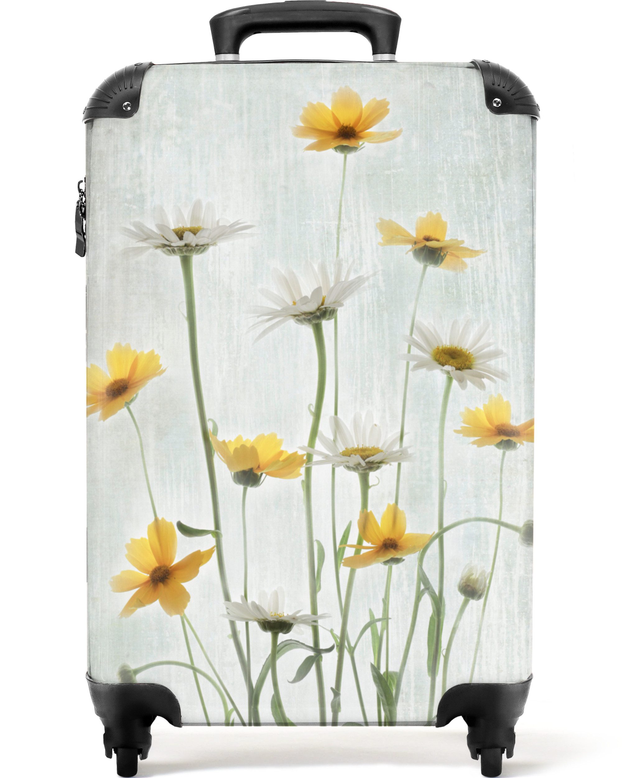NoBoringSuitcases.com© Hartschalen-Trolley Blumen - Gelb - günstig online kaufen