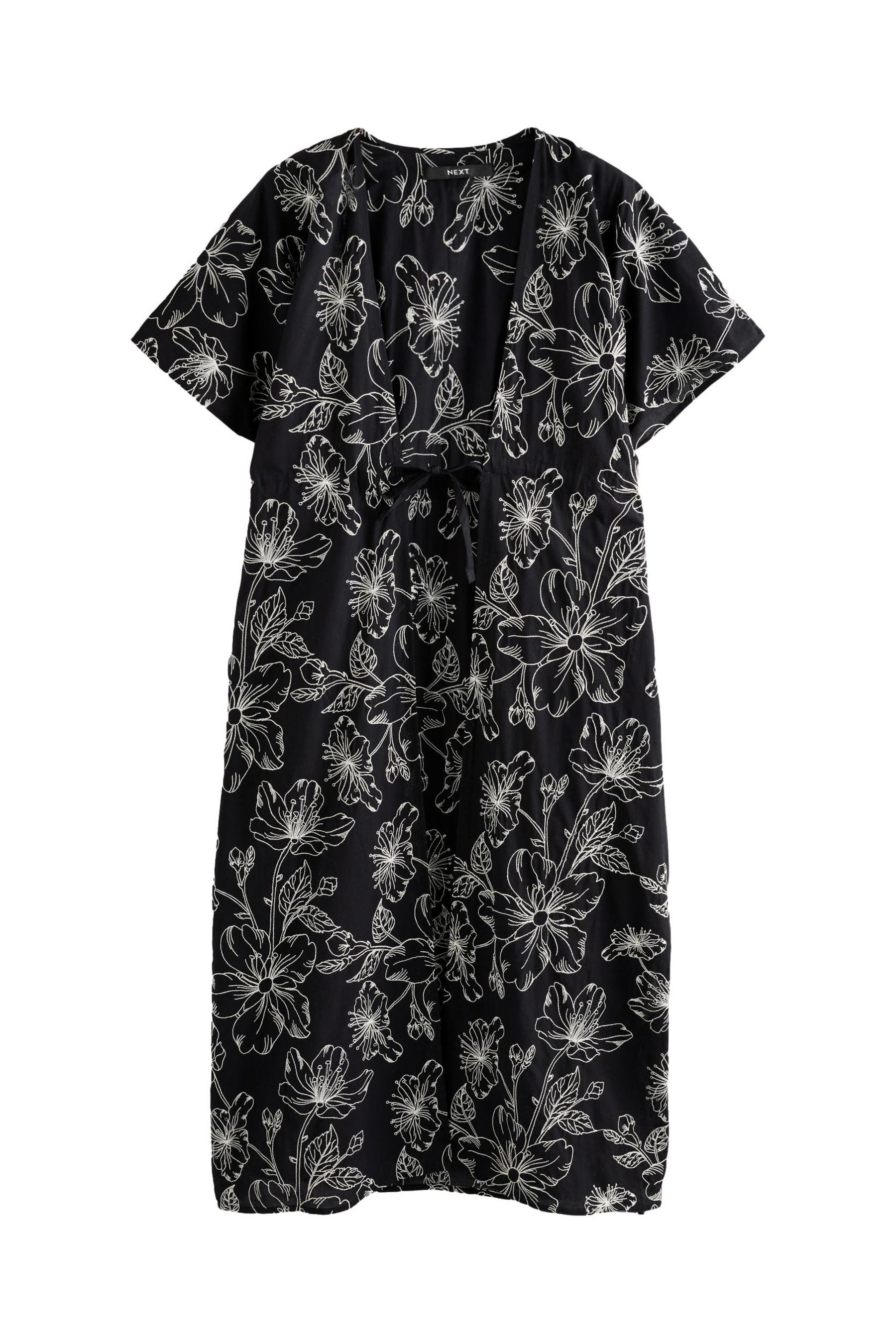 Blusenkimono Maxi-Kimono mit Bindedetail aus 100 % Baumwolle