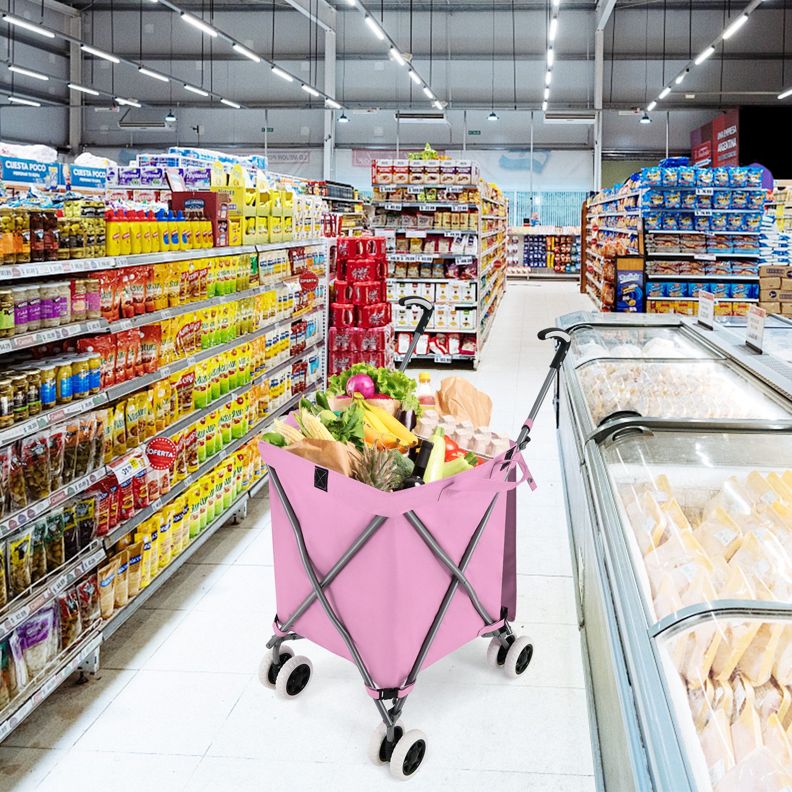COSTWAY Einkaufstrolley, 90 l, bis 55 günstig online kaufen