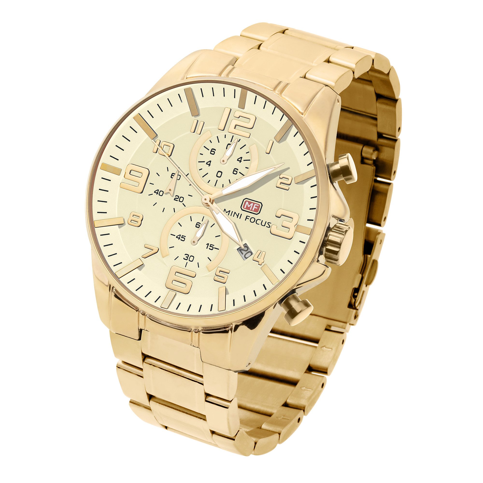 Taffstyle Sportuhr Herren Quarzuhr Chronograph Männer Armbanduhr Stoppuhr Wasserdicht, (Elegante Männer Quarzuhr - Ideales Geschenk zum Geburtstag Weihnachten Valentinstag Vatertag), Wasserdicht Kalender Stoppuhr Edelstahlarmband Chronograph