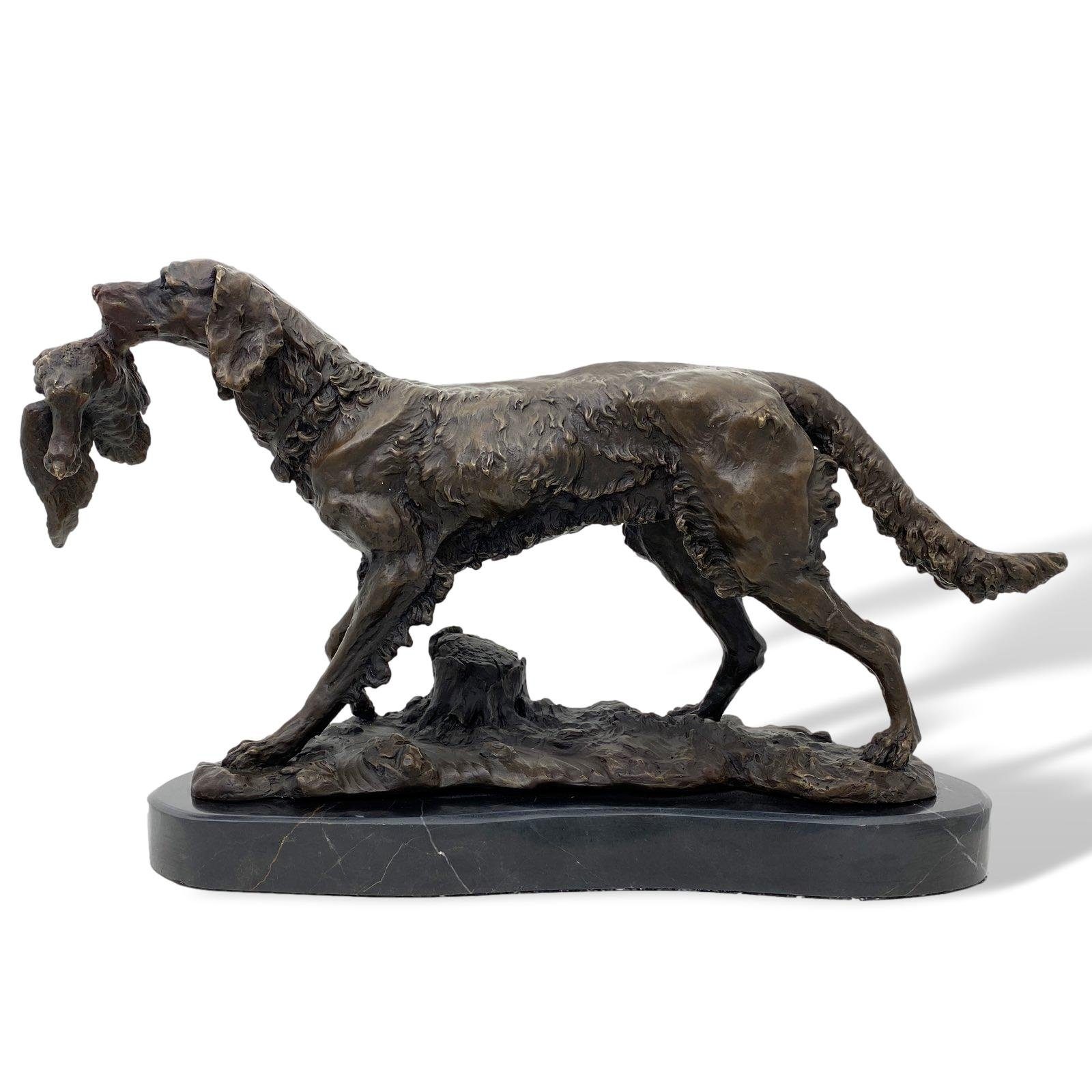Bronze Antik-Stil Jagdhund Statue Aubaho nach Figur Hund Mene Skulptur Bronzeskulptur