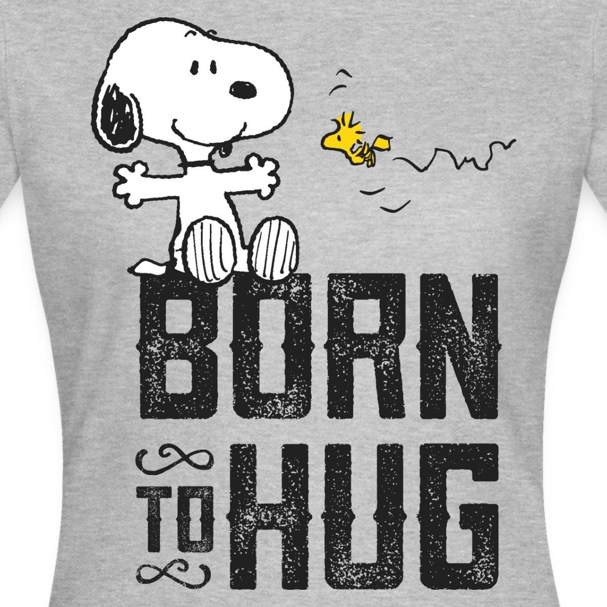Spreadshirt T-Shirt Peanuts Snoopy Born To Hug Woodstock Frauen T-Shirt (1-tlg) Slim Fit, fällt klein aus