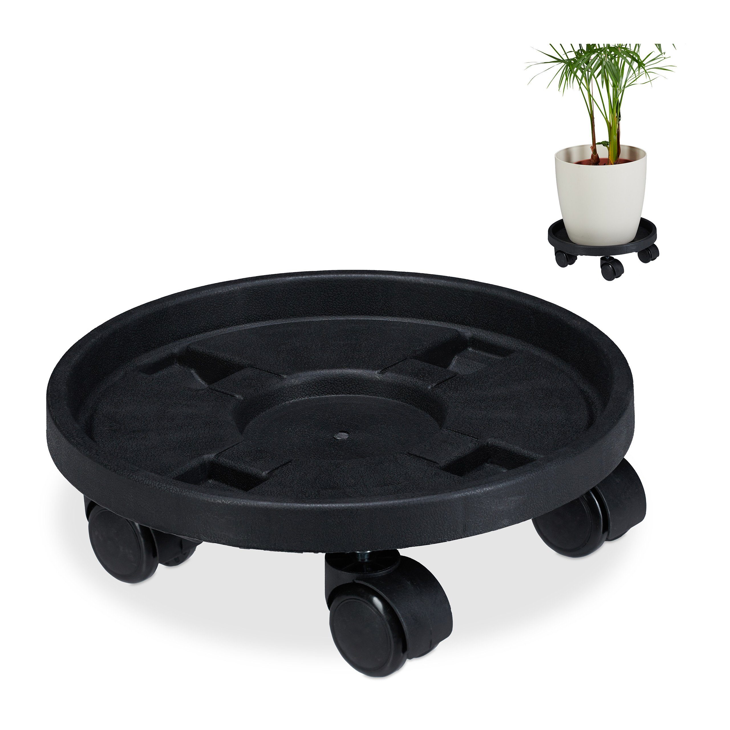 relaxdays Blumentopfuntersetzer Pflanzenroller Kunststoff klein 2er günstig online kaufen