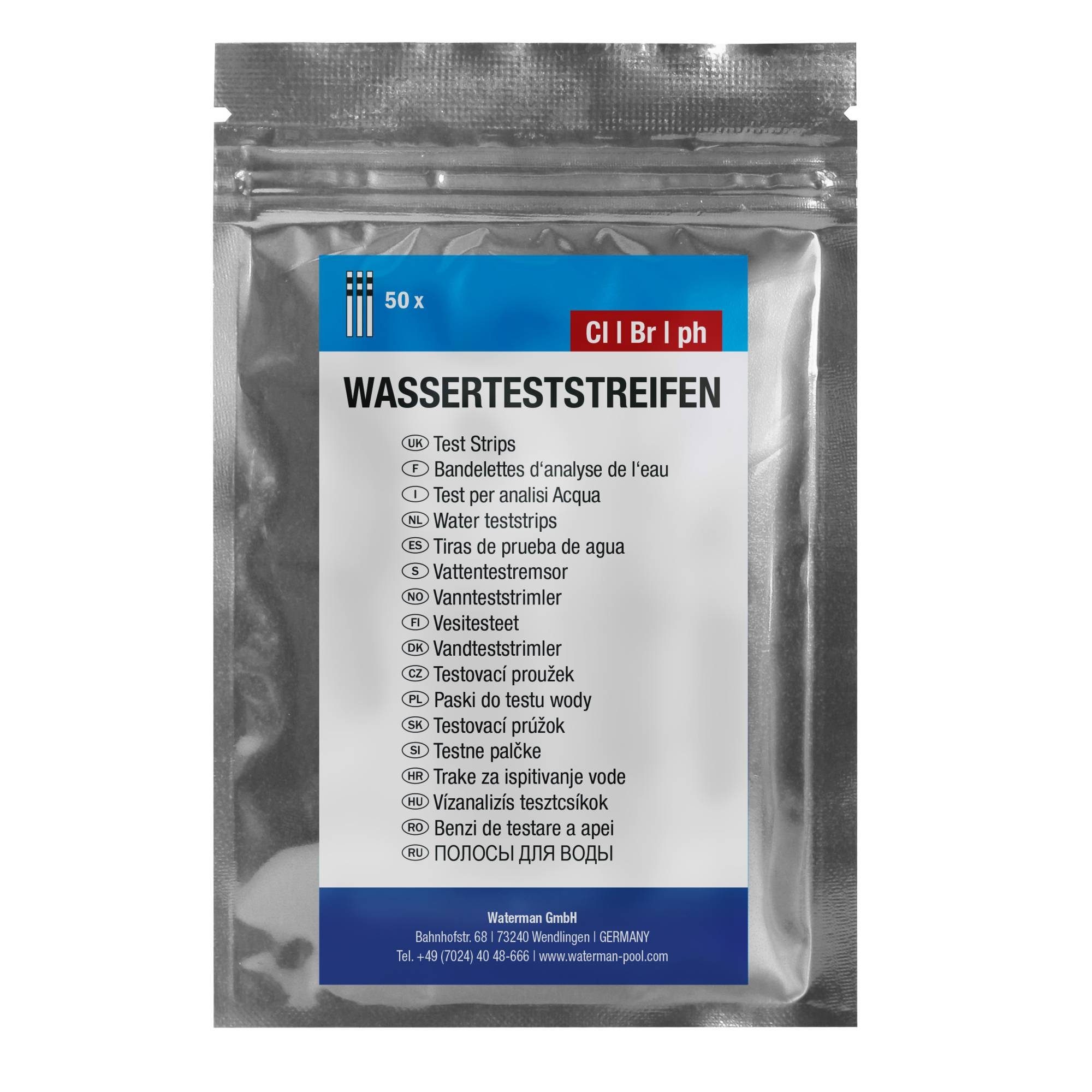 Waterman Pooltester Wasserteststreifen 3 in 1, pH/Br/CL - 50 Streifen