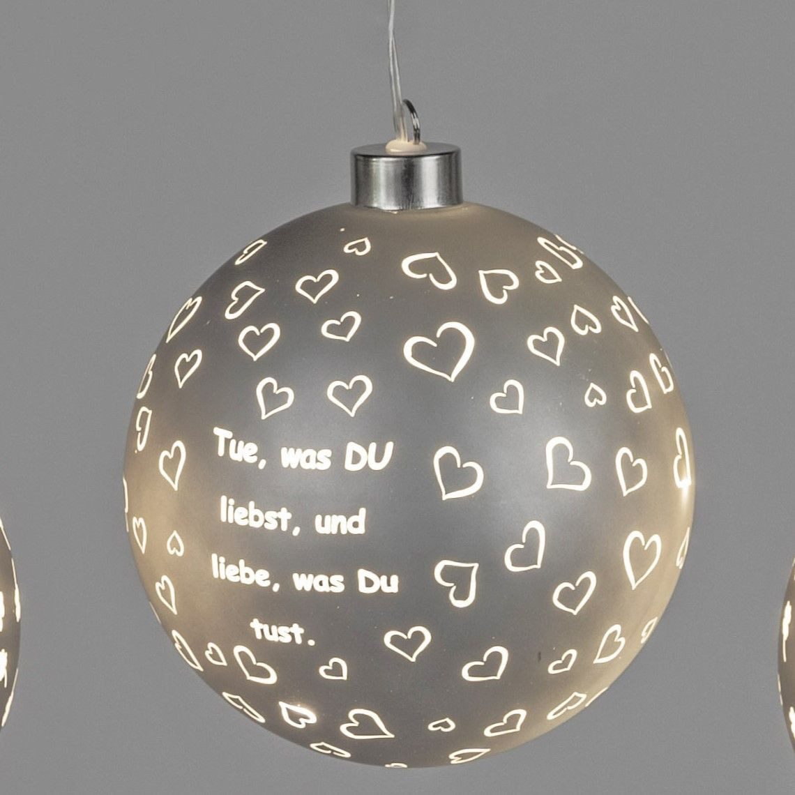 formano Hängedekoration Grau, Durchmesser 15 cm, Mit Timerfunktion, Grau, Motiv: Sprüche