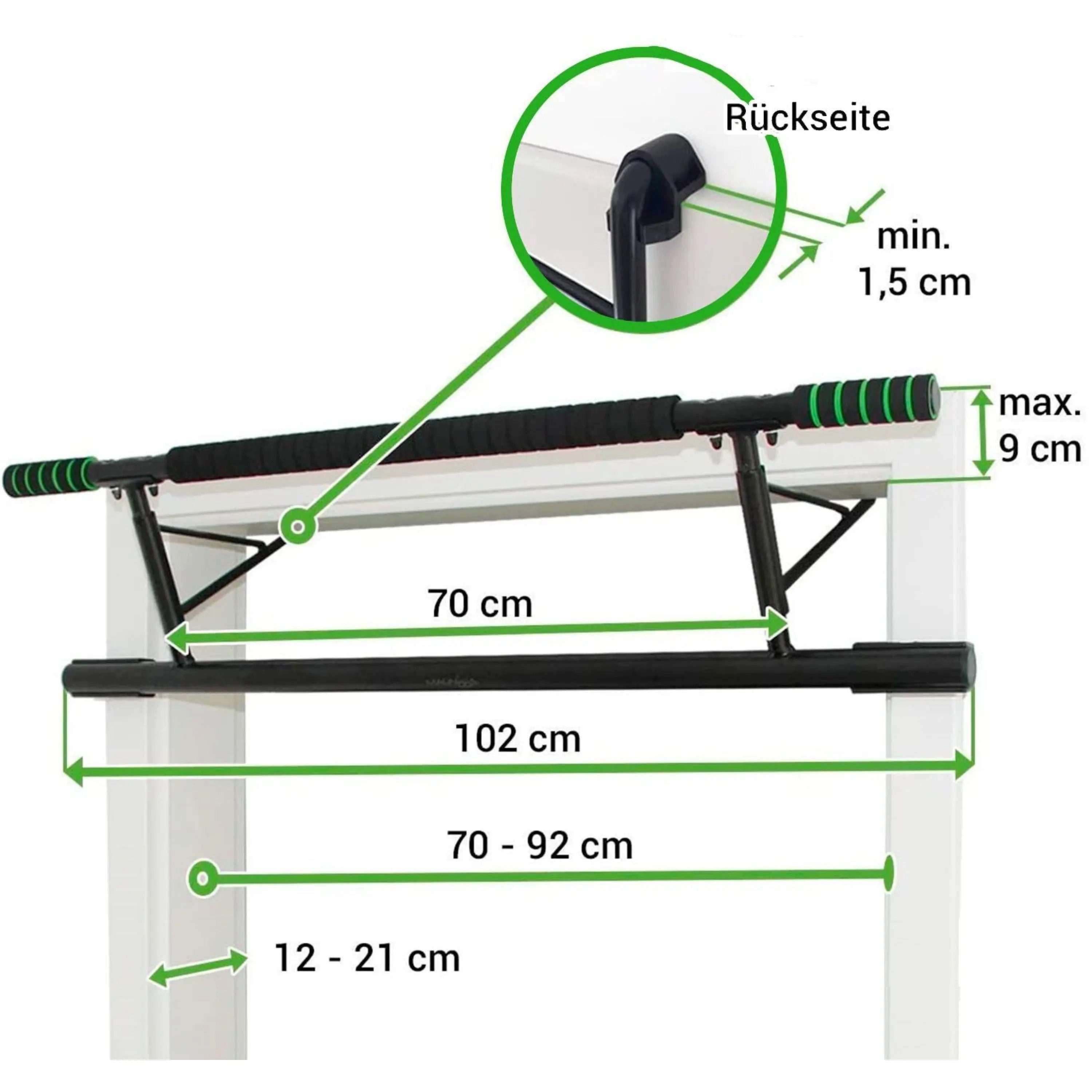 Sport-Knight® Klimmzugstange Klimmzugstange - multifunktional für Türrahmen bis 92cm, hoher Griff