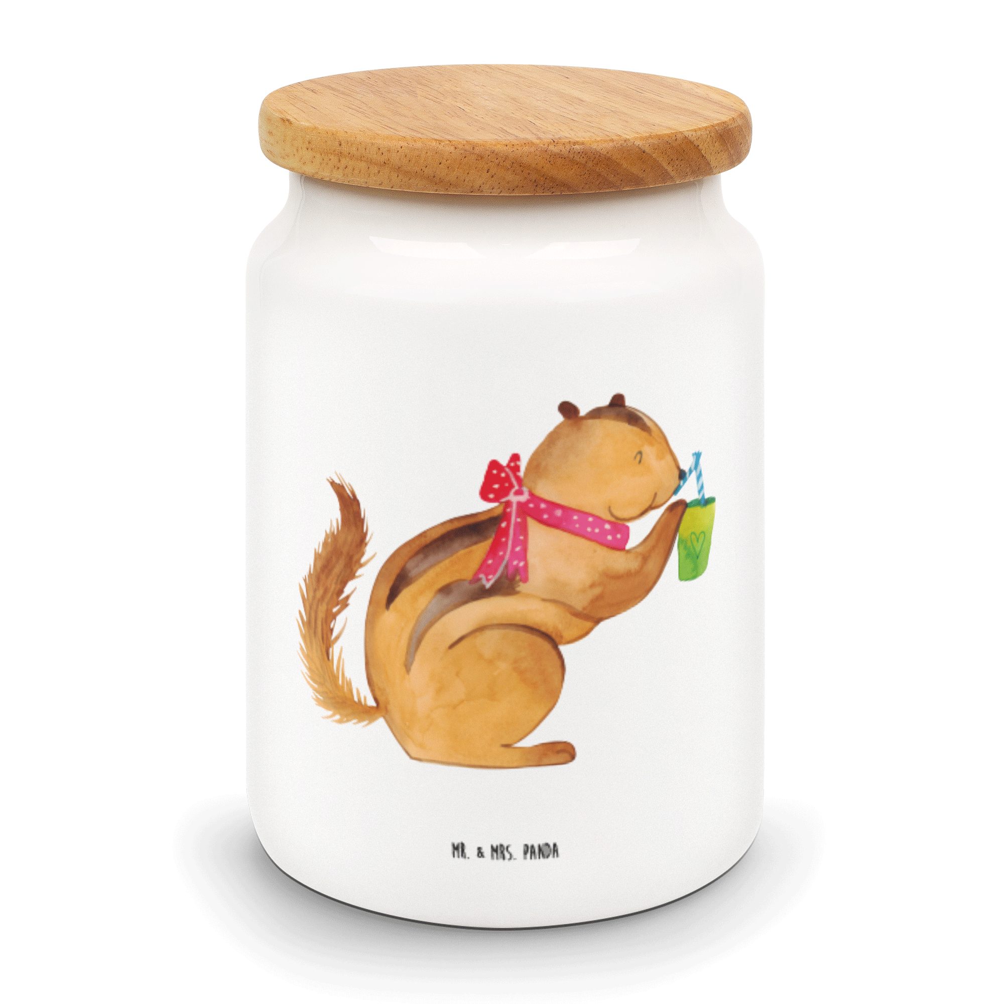 Mr. & Mrs. Panda Vorratsdose Eichhörnchen Smoothie - Weiß - Geschenk, Tiere, Gute Laune, Keksdose, Keramik, (1-tlg)