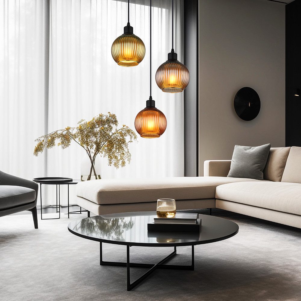 GLOBO LIGHTING LED Pendelleuchte, Leuchtmittel inklusive, Warmweiß, Hängelampe Pendellampe Esstischleuchte 3 flammig Glas LED H 120 cm