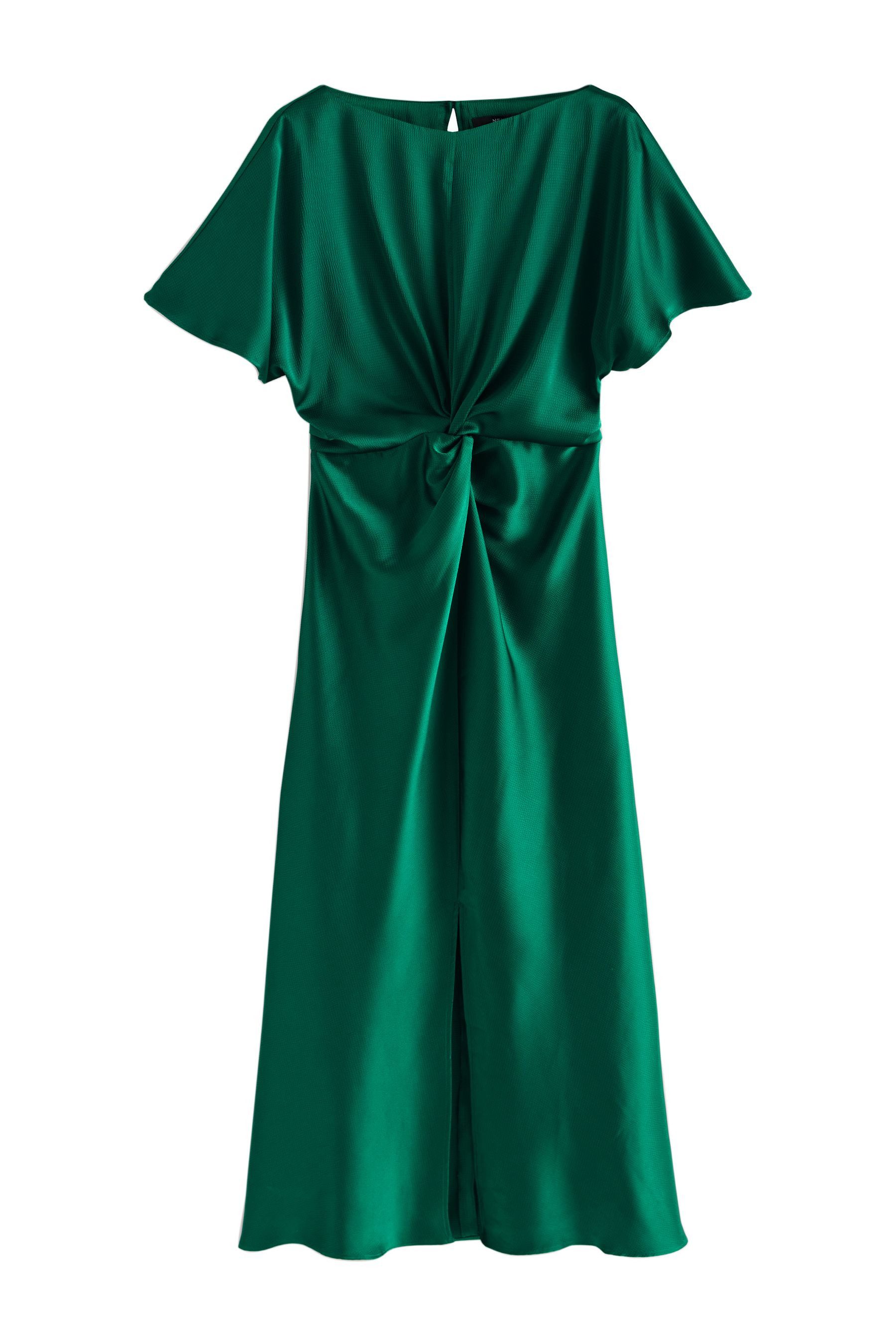 Next Midikleid Kurzarm-Midikleid, strukturierter Satin, Kurzgröße günstig online kaufen