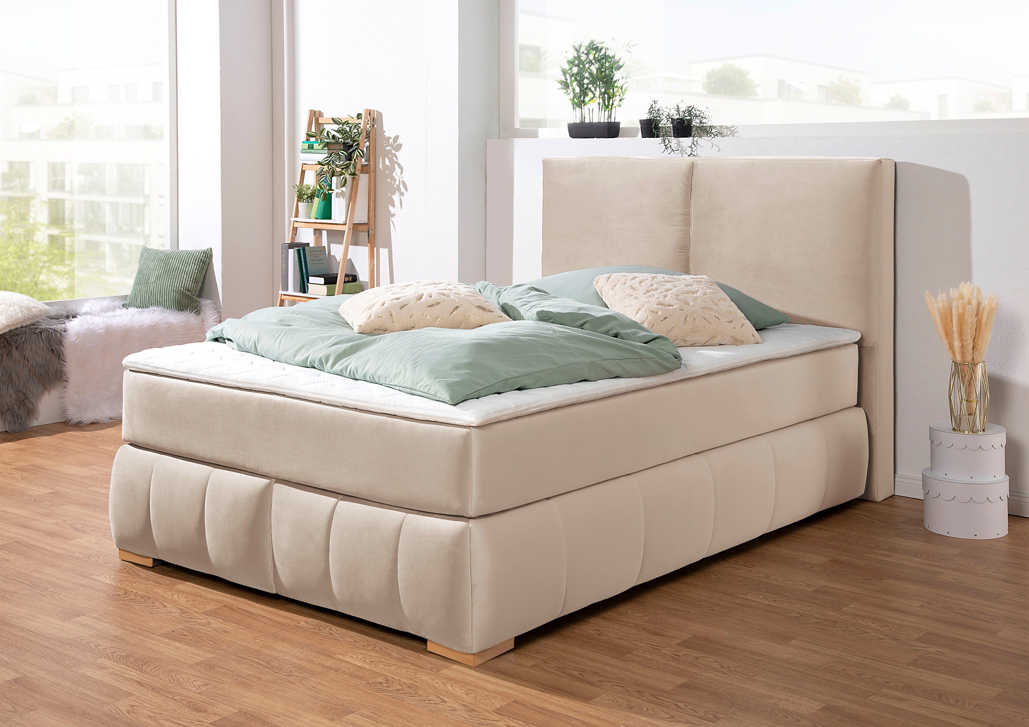 Home affaire Boxspringbett Wehma, inkl. Topper in 3 verschiedenen Matratzen, auch in Samtstoff