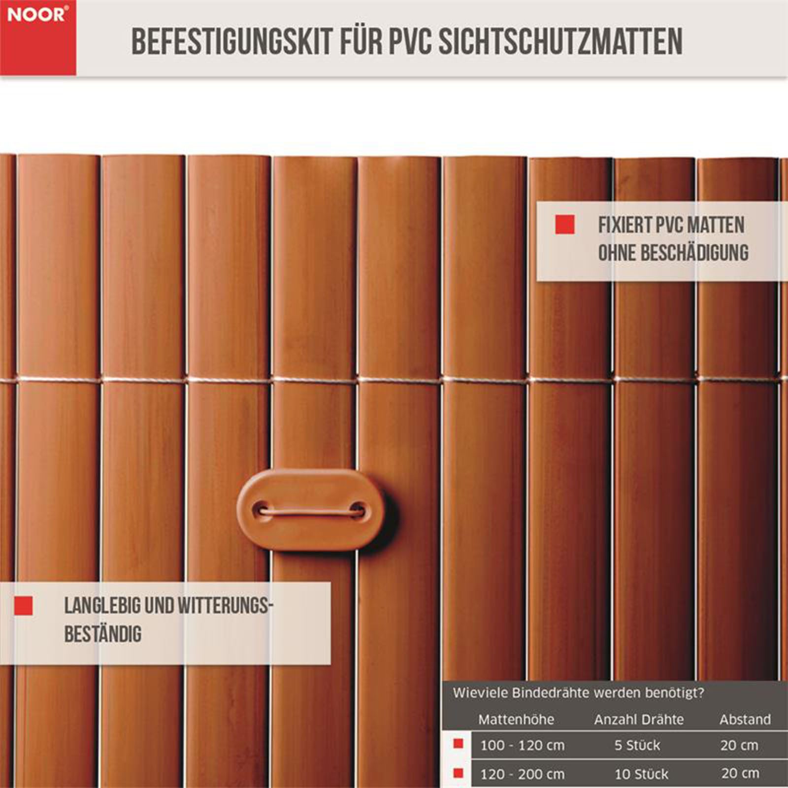 NOOR Sichtschutzbefestigung Befestigungs-Kit für PVC Sichtschutzmatten günstig online kaufen