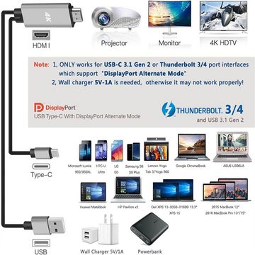 longziming Laptop-Dockingstation »Type-C auf HDMI Adapter 4K, Type C auf HDMI Adapter (Thunderbolt 3 kompatibel) Tragbar für iPad Pro/Air 2021, MacBook Pro/Air M2, Samsung Galaxy, Dell, Surface Pro 8, Huawei«