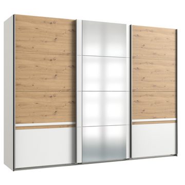 Lomadox Schwebetürenschrank GRANADA-43 Schlafzimmer mit Spiegel in weiß mit Artisan Eiche Nb. 270/210/64 cm