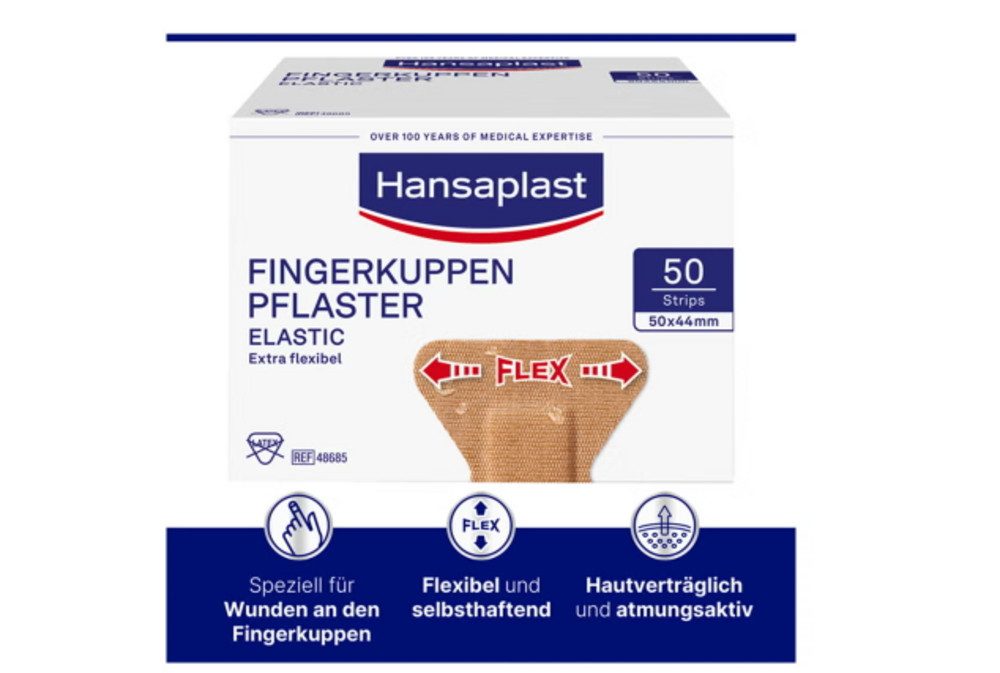 Hansaplast Wundpflaster Hansaplast Elastic BDF (Spar Set, 1 St., Zuverlässig klebend), Besonders flexibel