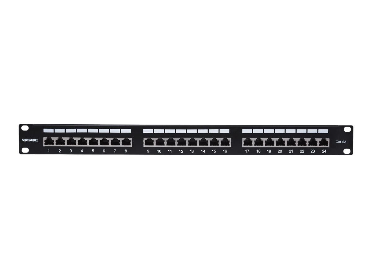 Kabelkanal INTELLINET 24-Port Cat6a Patchpanel FTP 1HE schwarz