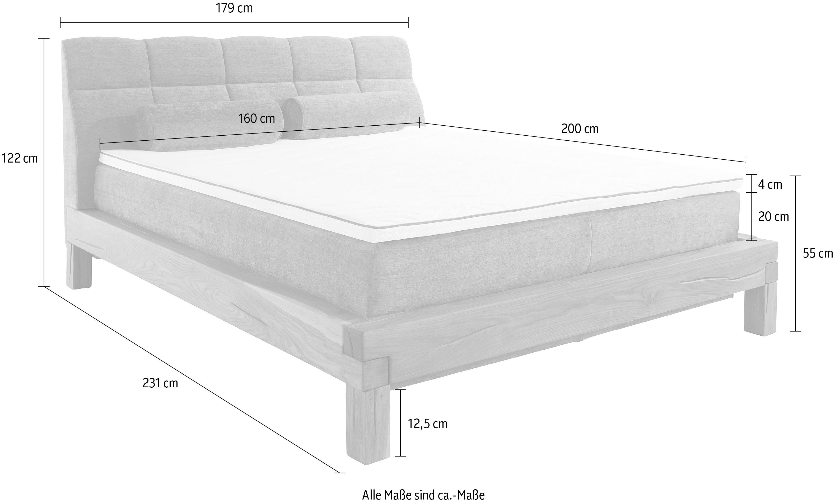Home affaire Boxspringbett Villads, Liegefläche: 160/200 cm aus Balkeneiche, Inside-Boxspring-Unterbau