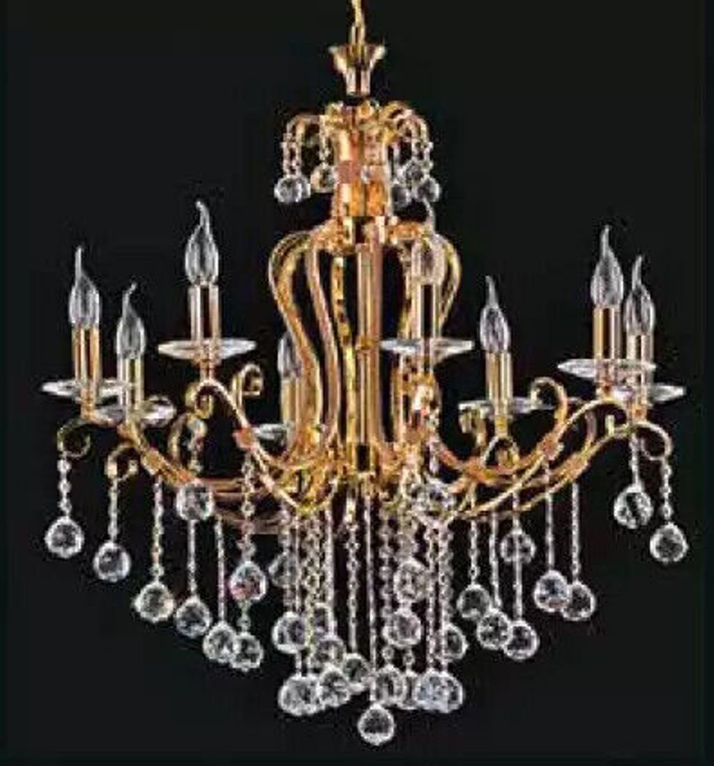 JVmoebel Deckenleuchte Luxus Deckenleuchter Lüster Kronleuchter Deckenlampe Kristall Gold, Made in Europa