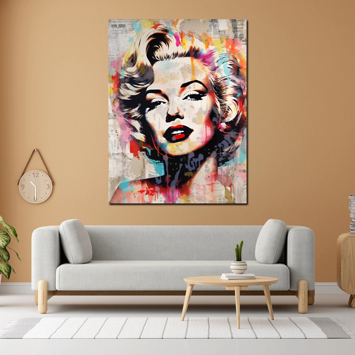 Artedinoi Leinwandbild Cool Marilyn News Pop Art Leinwandbild Wandbild Kunstdruck XL Wanddeko, Marilyn Monroe, cooler Look