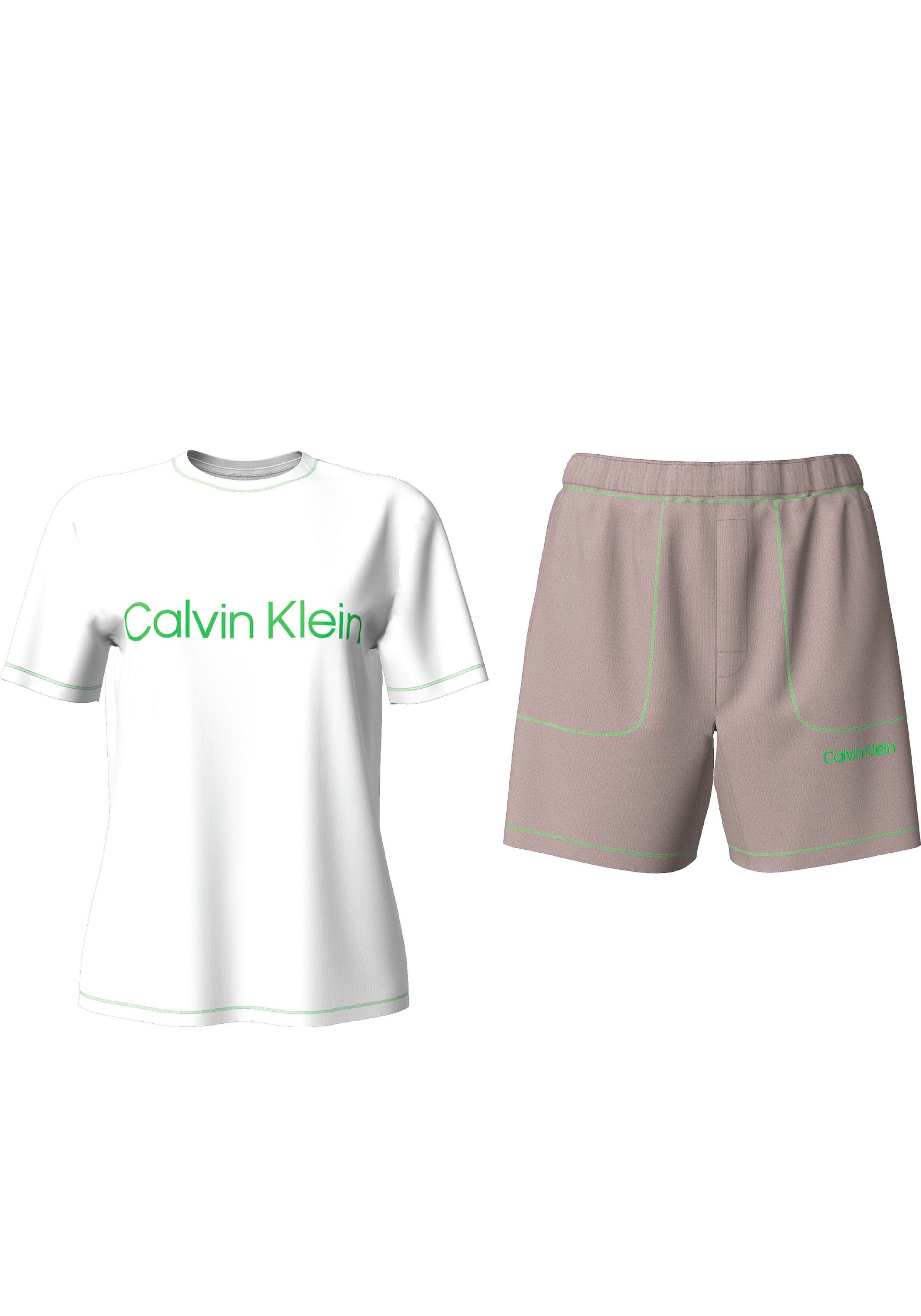 Calvin Klein Underwear SLEEP SET S/S Markenlabel Schlafanzug (2 tlg) mit