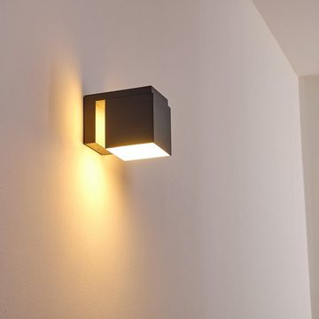 hofstein Außen-Wandleuchte »Gobbi« LED Außenwandlampe aus Aluguss in Anthrazit/Weiß, 3000 Kelvin, 600 Lumen, verstellbare m. Lichteffekt, IP44