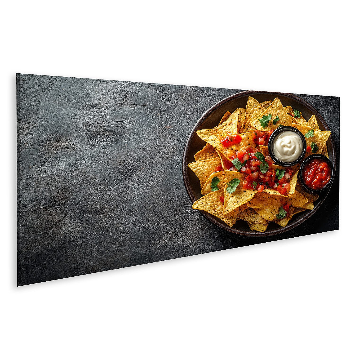 islandburner Leinwandbild Knusprige Tortillachips serviert in Schüssel mit frischem Pico de Gal