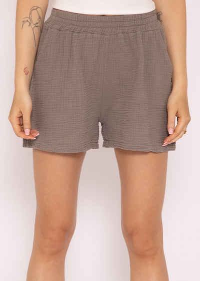 SASSYCLASSY Shorts Musselin Sommer Hose Damen Kurz 100 % Baumwolle (Musselin), atmungsaktiv, sehr leicht, Made in Italy