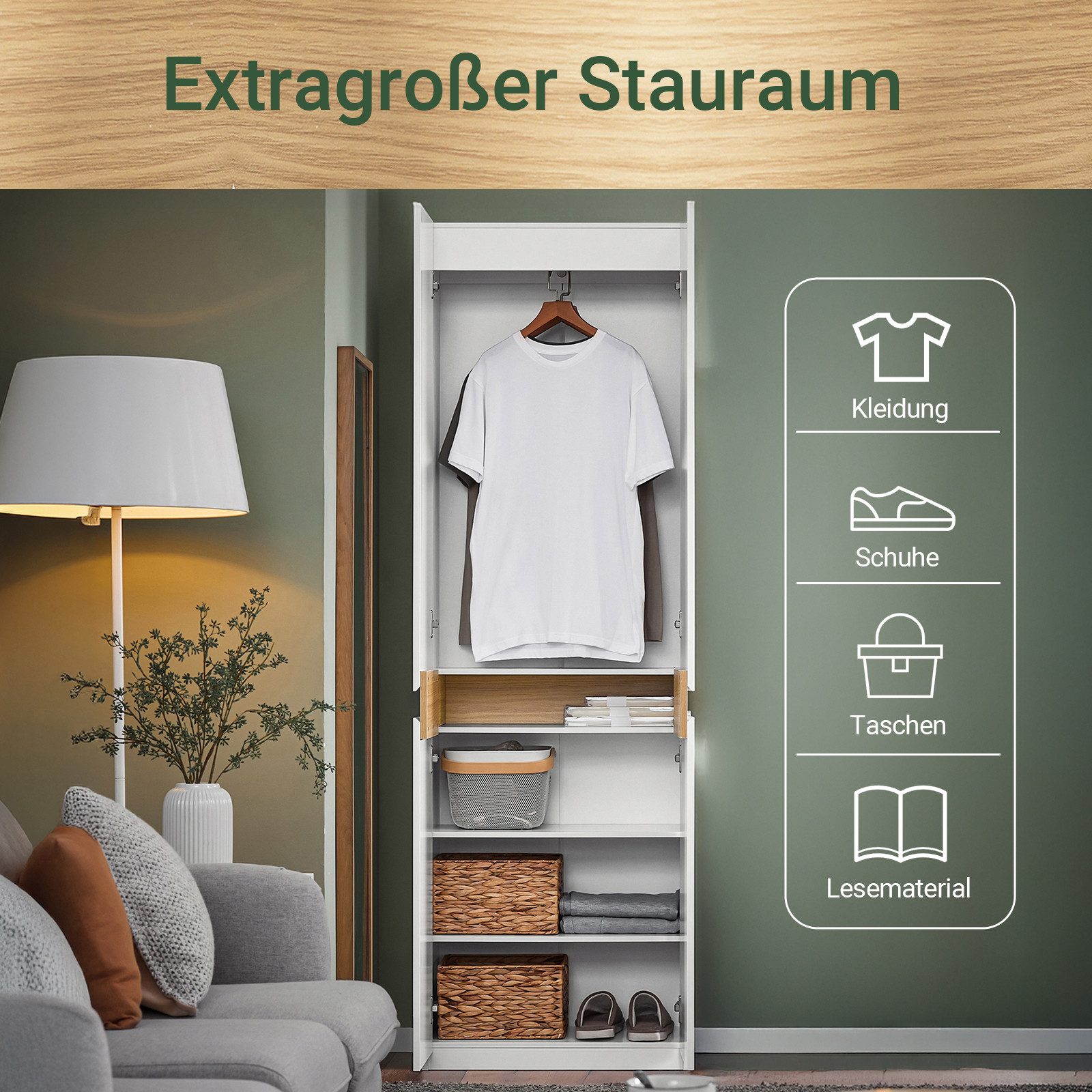 SoBuy Kleiderschrank KSB01 Hochschrank mit 2 günstig online kaufen