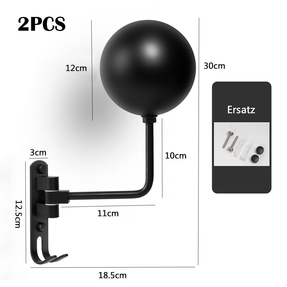 TUWENA Wandhalterung 2 Stück Helmhalter Wand, 180° Drehbarer Metall Motorradhelmhalter, (2-tlg., Helmaufhänger für Motorrad, Fahrrad, Mützen, Baseball- und Rugby-Helm)