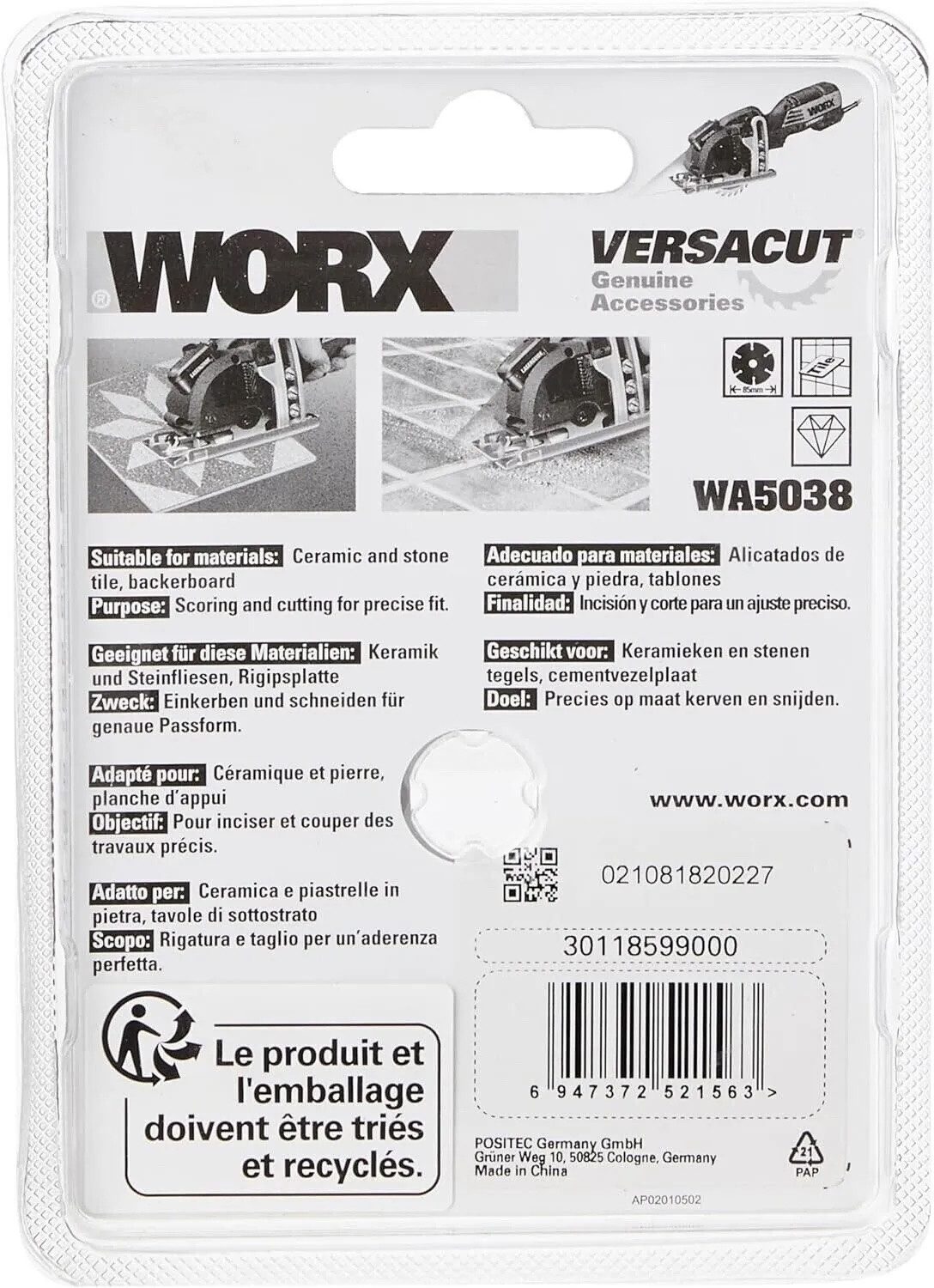 Worx Sägeblatt Worx Diamant Sägeblatt 85 mm WA5038 (1-St)