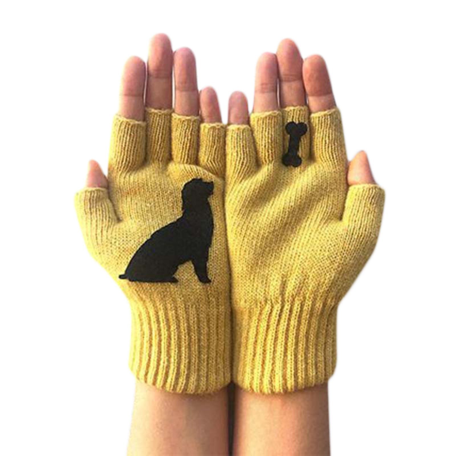Blusmart Strickhandschuhe Handschuhe Für Damen, Wollhandschuhe, Herbst Und Winter, Outdoor Gelb