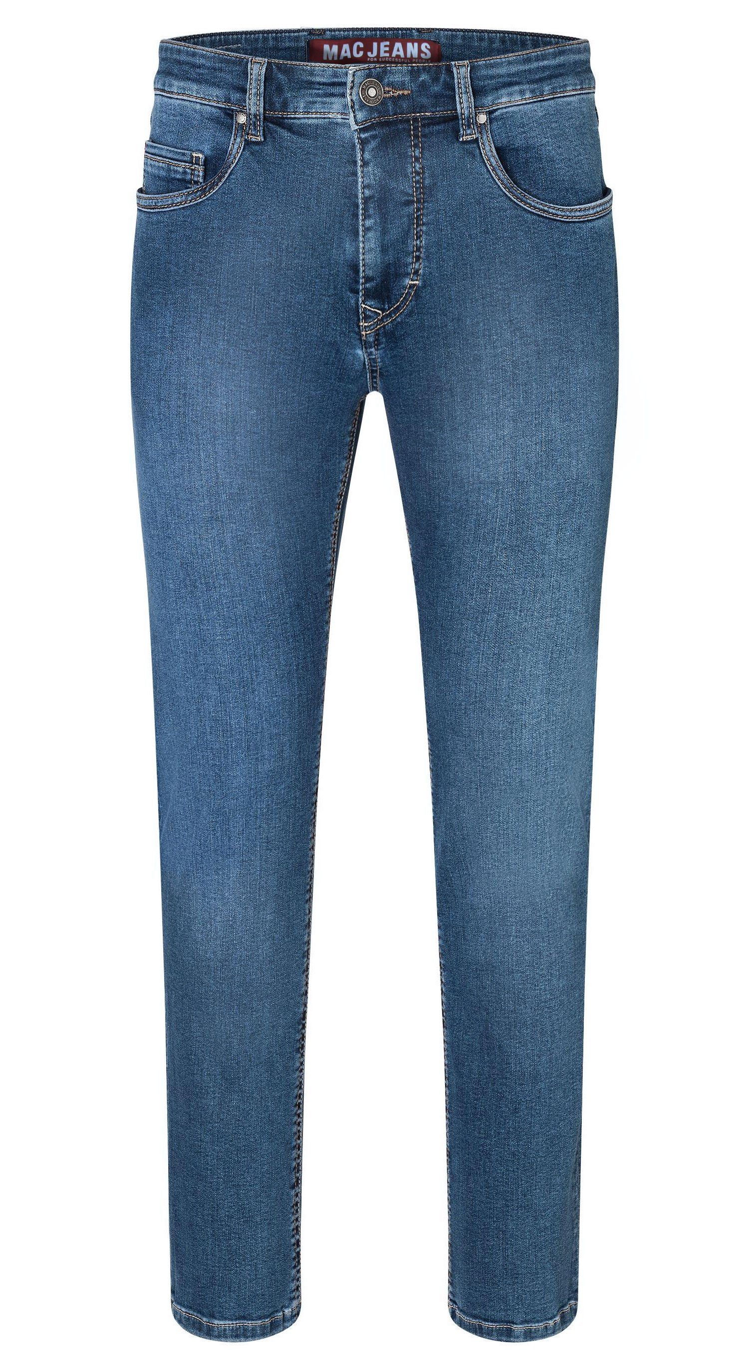H534 5-Pocket-Jeans MAC Pipe Arne Blue Peached Stretch-Denim