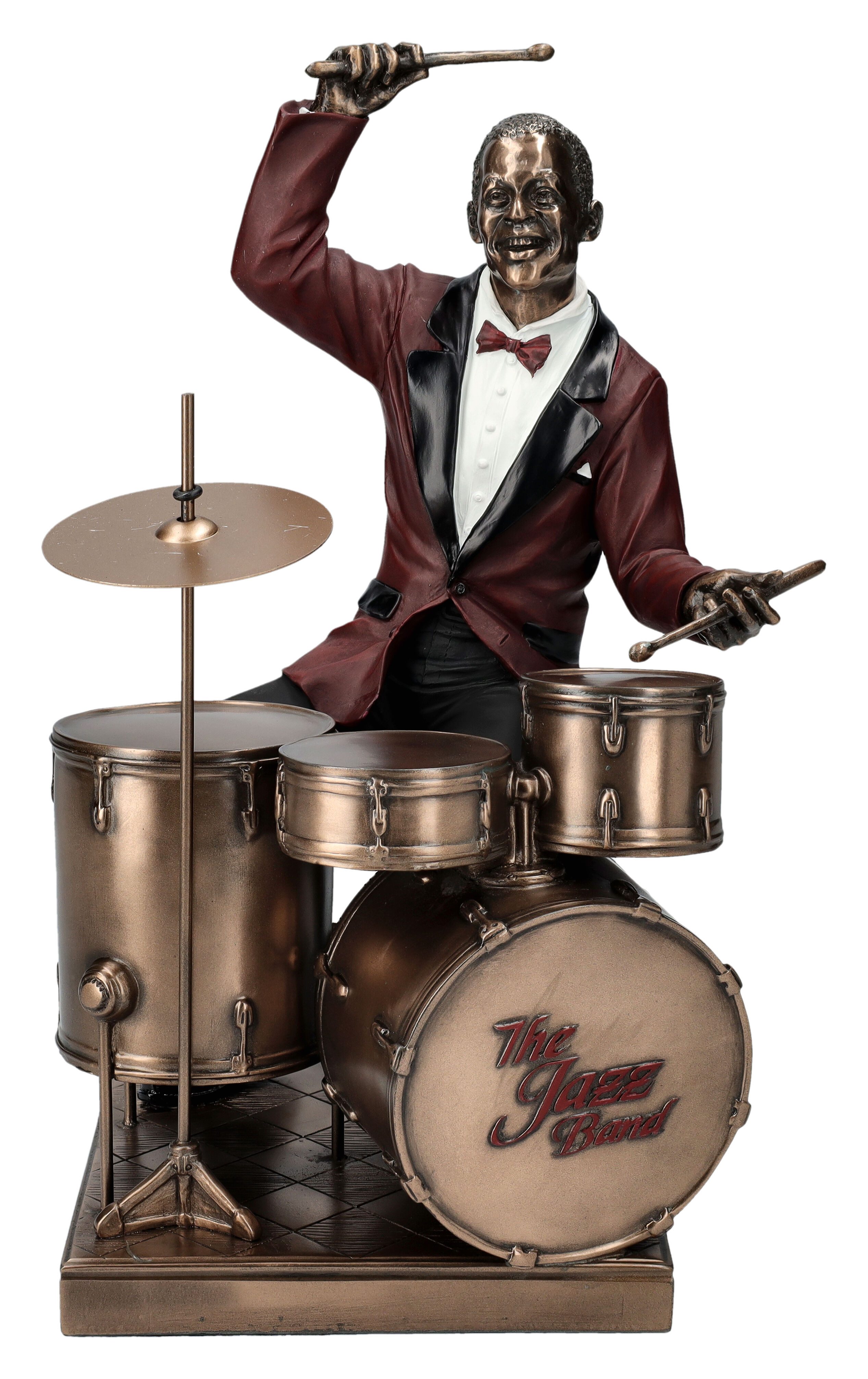 Figuren Shop GmbH Dekofigur The Jazz Band Figur - Schlagzeugspieler rot - Veronese - Dekofigur