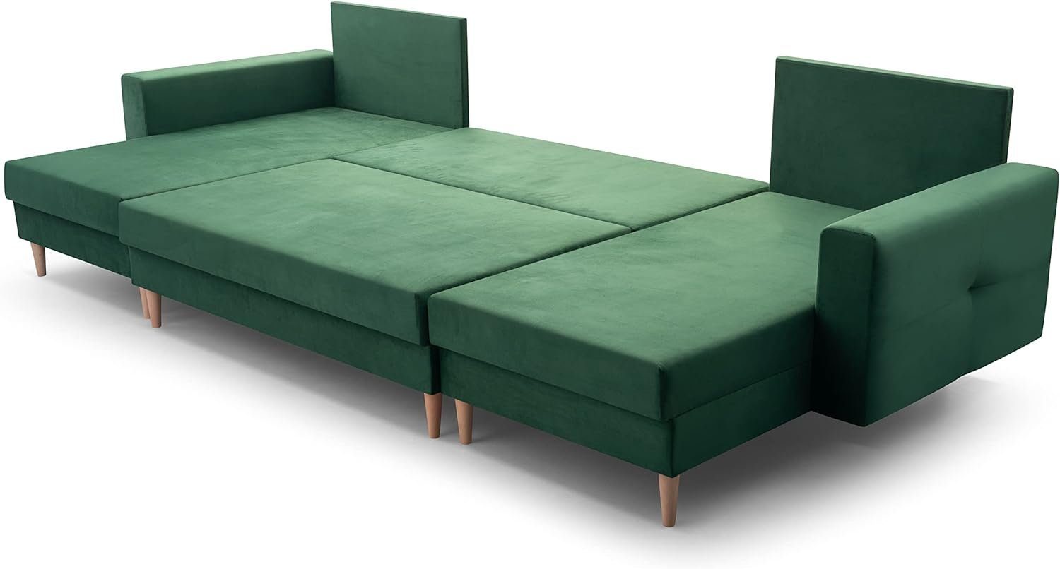 Wohnlandschaft mit Hellgrau Ecksofa Carl - mit U-Sofa Schlaffunktion 300x137x84 MOEBLO - Polsterecke Bettkasten MANILA mit Sofa Bettkasten U, 14 und Schlaffunktion cm, Couch Eckcouch U-Form