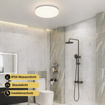 Nettlife LED Panel Deckenleuchte Badezimmer Dimmbar mit Fernbedienung 18W Rund, IP54 Wasserdicht, LED fest integriert, Warmweiß Neutralweiß Kaltweiß, Küche Flur Schlafzimmer, 22 x 22 x 4,8 cm