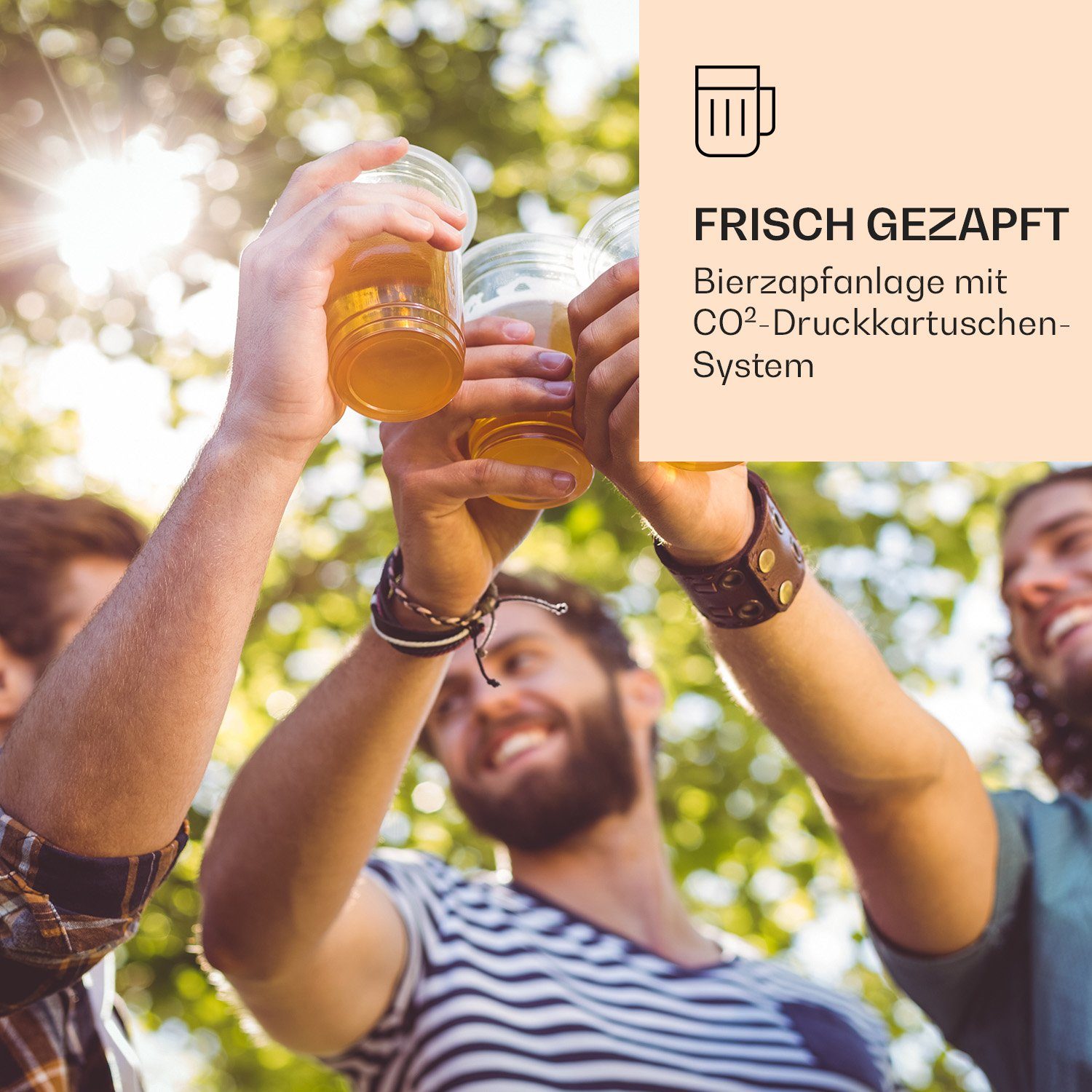 Klarstein Bierzapfanlage Skal Bierzapfanlage 5L Fässer CO2 thermoelektrisch 2-12°C Edelstahl, Bierzapfanlage Bierkühler 5l Fässer CO2