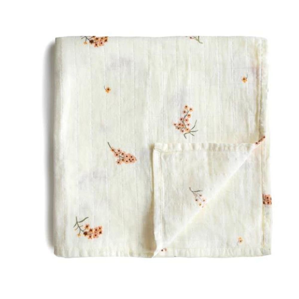 Babydecke Musselin Mullwindel Decke Flowers, Mushie, aus Bio-Baumwolle, XXL Spucktuch, Wickeldecke, Pucktuch, Kuscheldecke