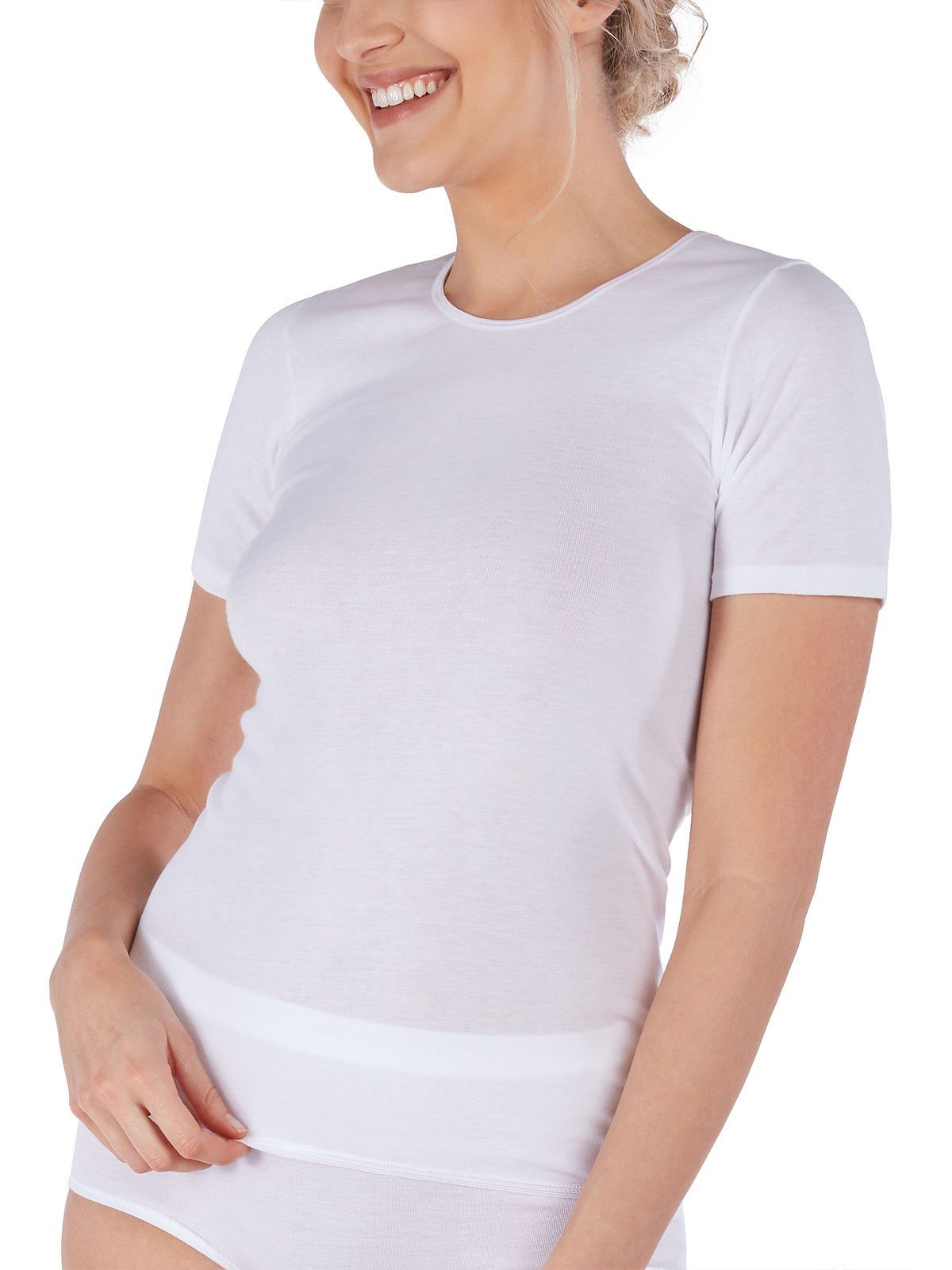 HUBER Unterhemd Damen Shirt kurzarm Cotton Fine Rib (Stück, 1-St) - günstig online kaufen