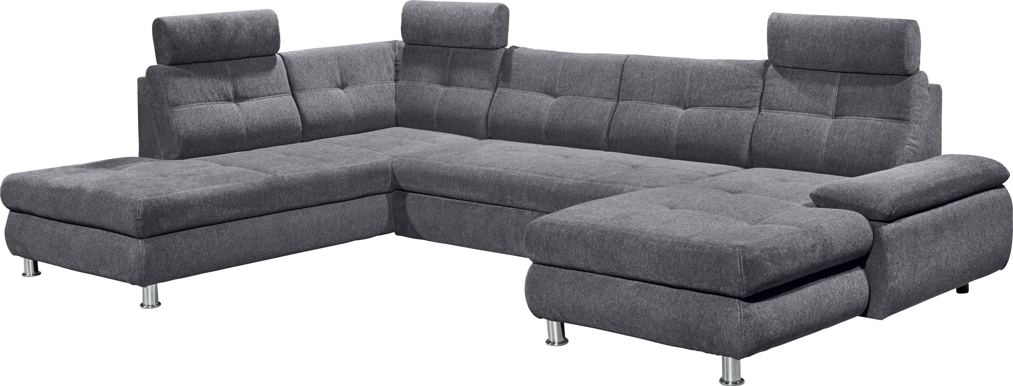 ED EXCITING DESIGN Wohnlandschaft Alba U-Form, mit Bettfunktion, Bettkasten, Armteilverstellung & Kopfstützen
