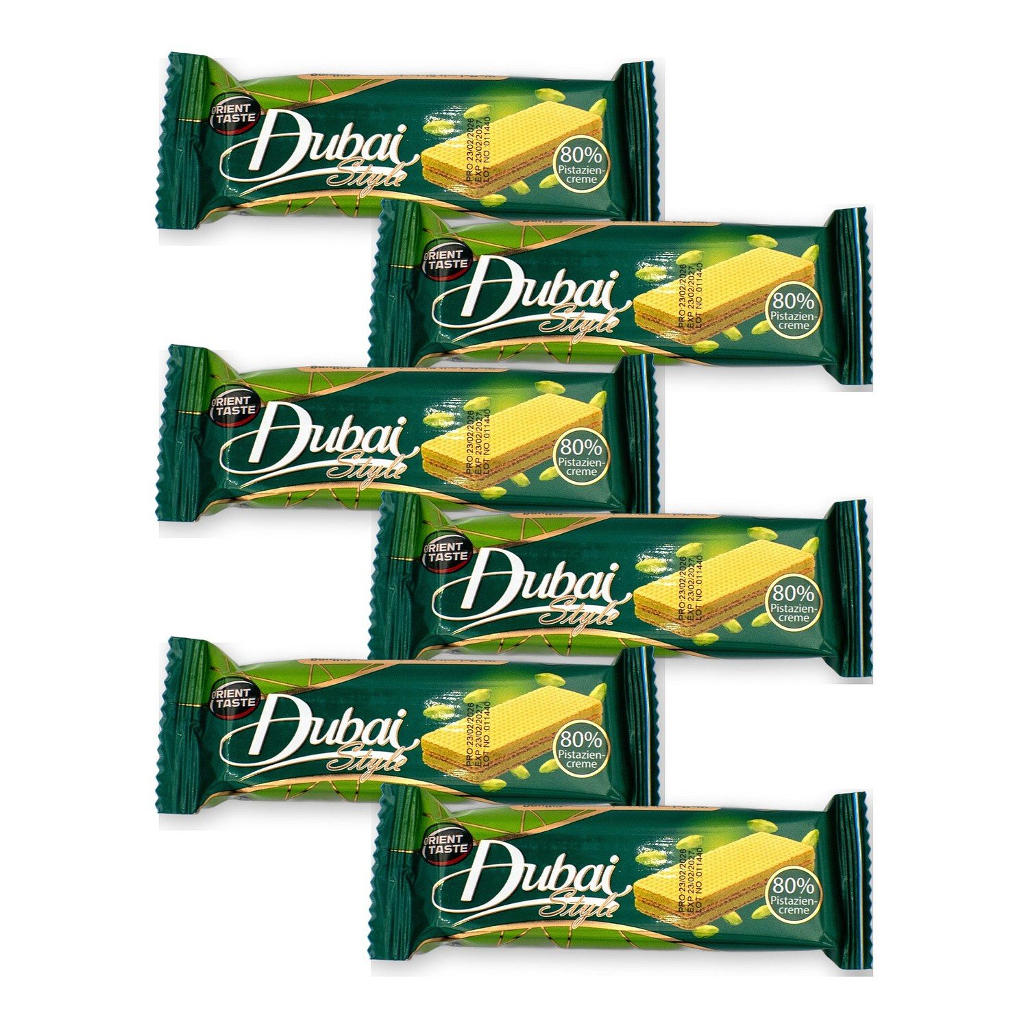 Orient Kekse, 6 x 28 g, Dubai Style Pistazien-Waffel