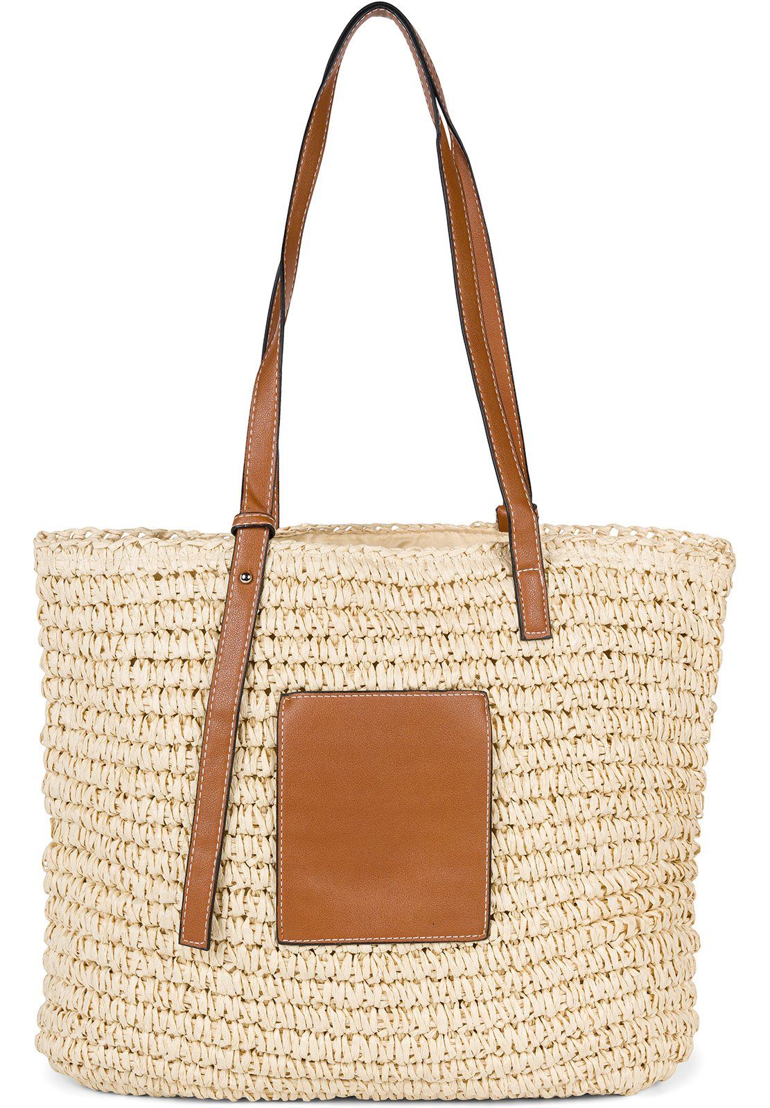 Korbtasche (1-tlg), Beige Basttasche Schultertasche Korbflecht - styleBREAKER