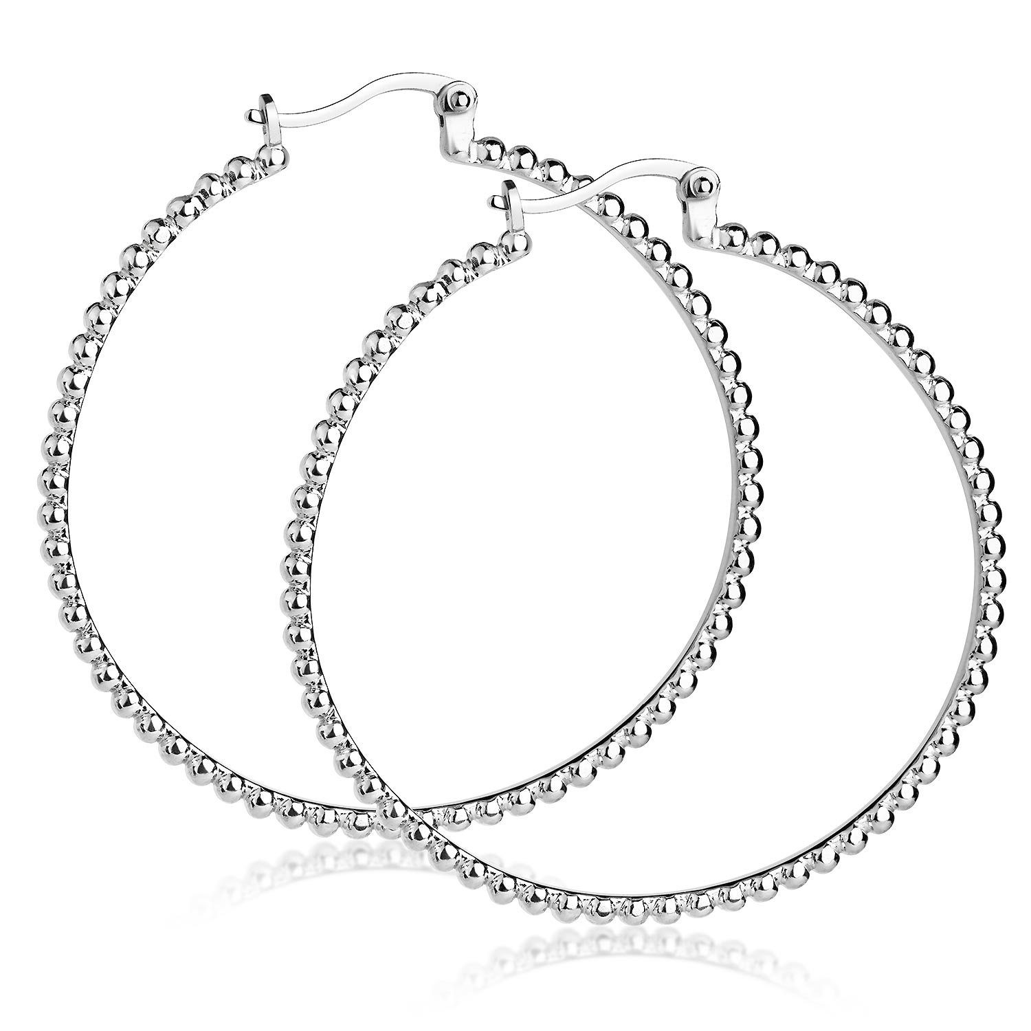 Materia Paar Creolen Damen Creolen Silber Kugeln Ø40mm SO-506, 925 Sterling Silber, rhodiniert. € 33,95