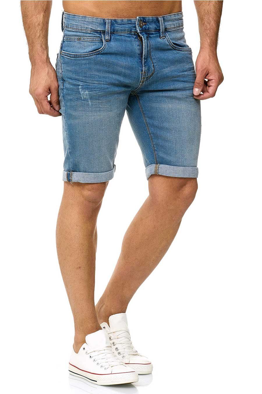 Shorts Blue Indicode Look im Used Kaden Jeans Wash