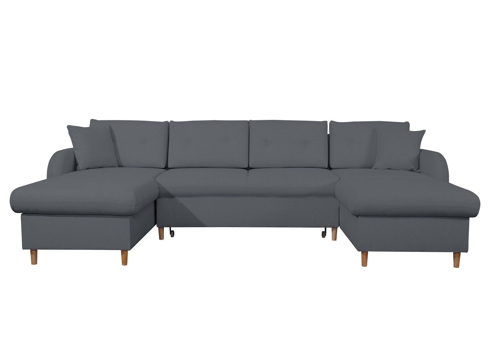 Ecksofa Made Wohnlandschaft JVmoebel Couch Bettfunktion Stoff Schwarz Ecksofa Design, in U-Form Europe