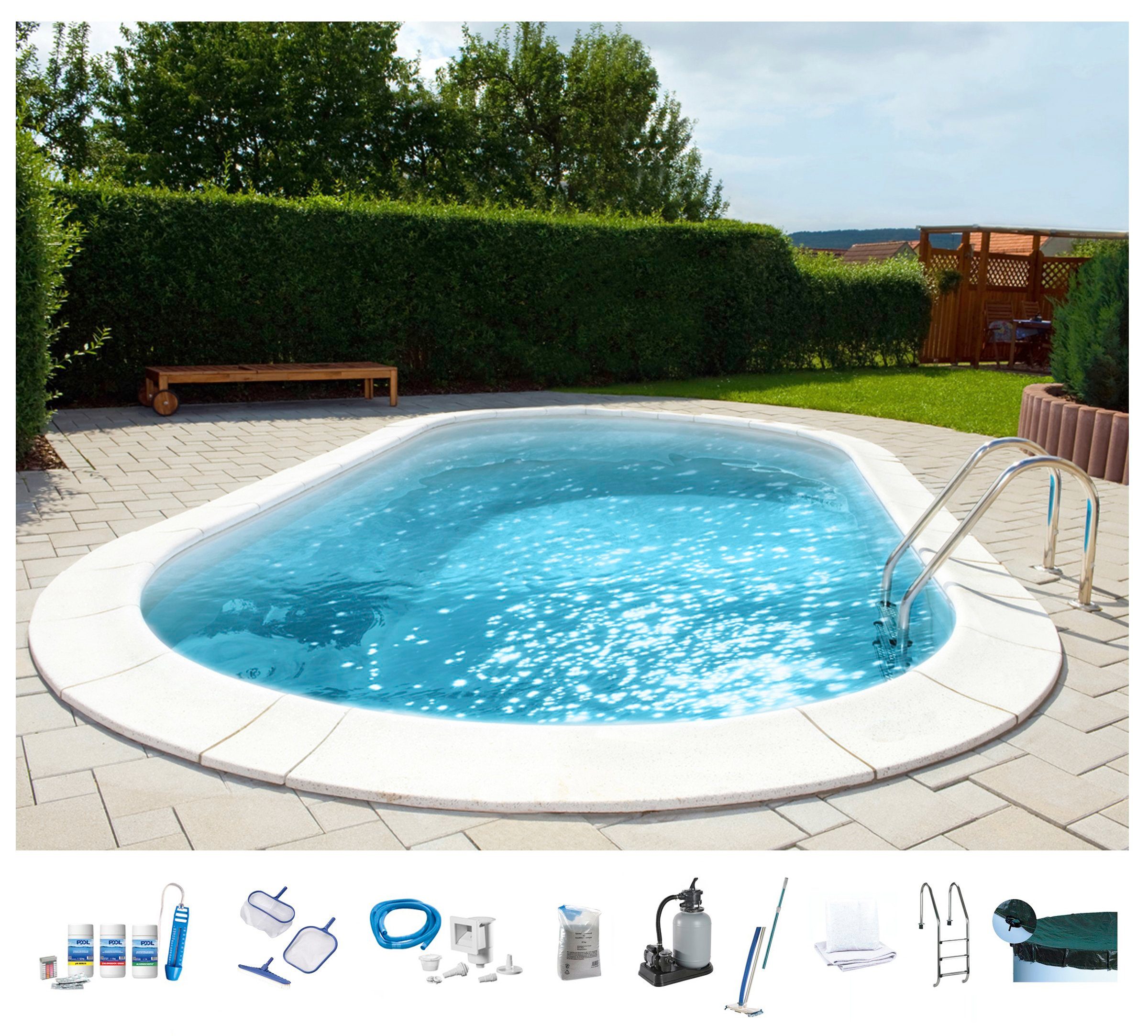 Ovalpool PREMIUM mit sandfarbener Innenfolie
